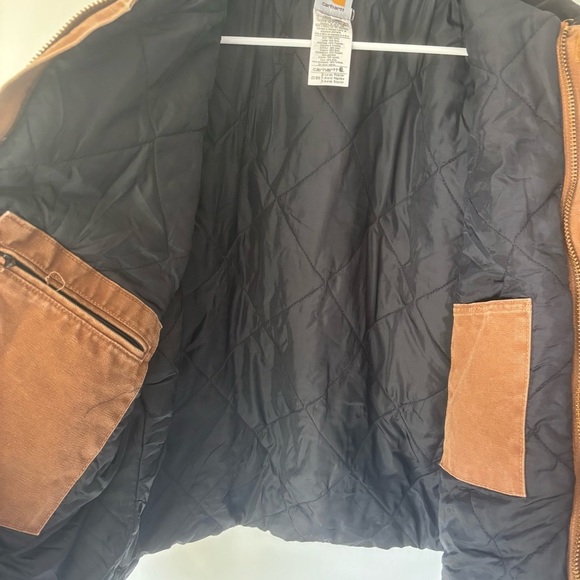 Carhartt Brown Barn Chore Jacket Corduroy Collar Quilted Outdoor Insulted Warm - Picture 15 of 15